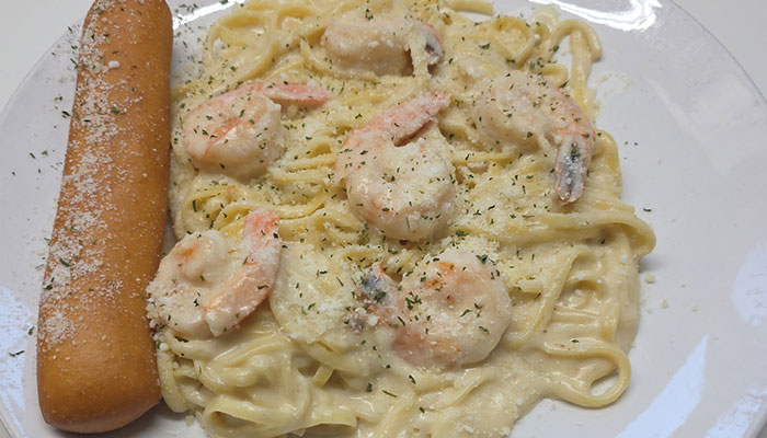 Shrimp Alfredo Thursday special at Shawano Cafe